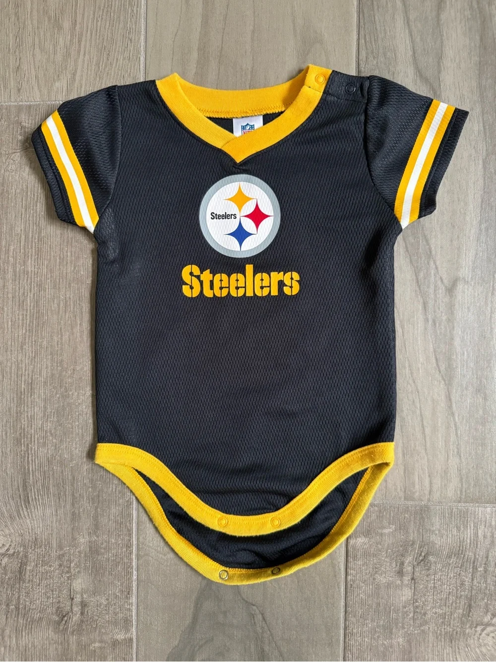 NFL Steelers Black and Yellow Baby Bodysuit Jersey